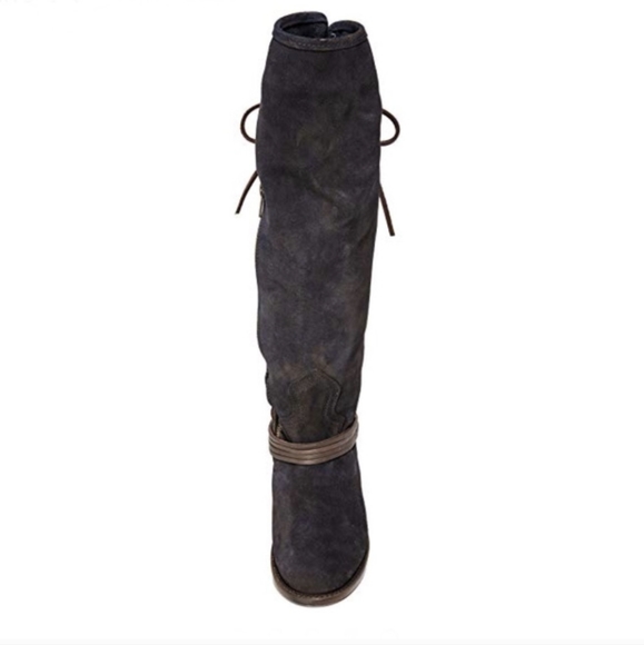 FreeBird Coal Navy Blue Suede Lace Up Corset Boots Size 7 - Picture 7 of 16